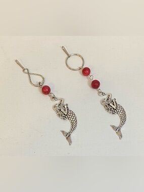 NEW Mermaid Keychains or purse charms with Coral crystal gemstones